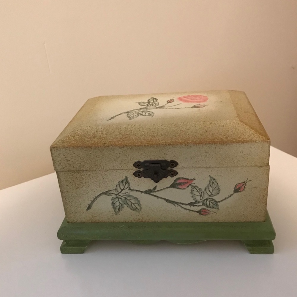 Decoline Botanical/Floral Wooden Trinket Box Decor/Desk/Bookshelf/Organization